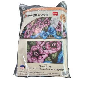 Vtg Plastic Canvas- Floral Rose Arch Design- Unopened- 10x22"- Cottagecore